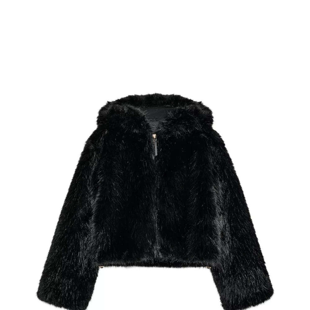 Zara black faux fur